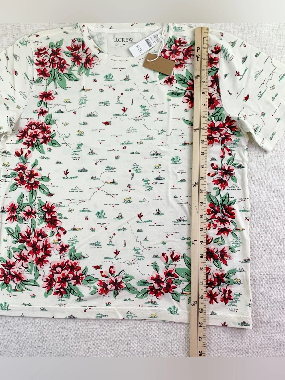 J Crew New Broken-in jersey relaxed-fit map graphic T-shirt short sleeve floral